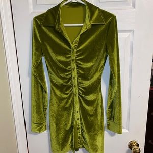 Green button up dress with tags, size Medium